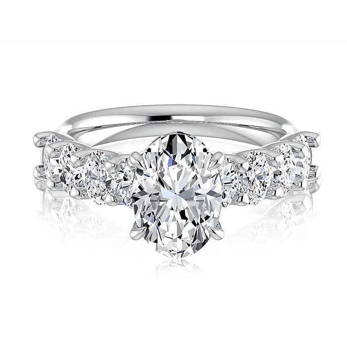 Rings A Jaffe A Jaffe 14K White Gold Oval Semi Mount Diamond Ring