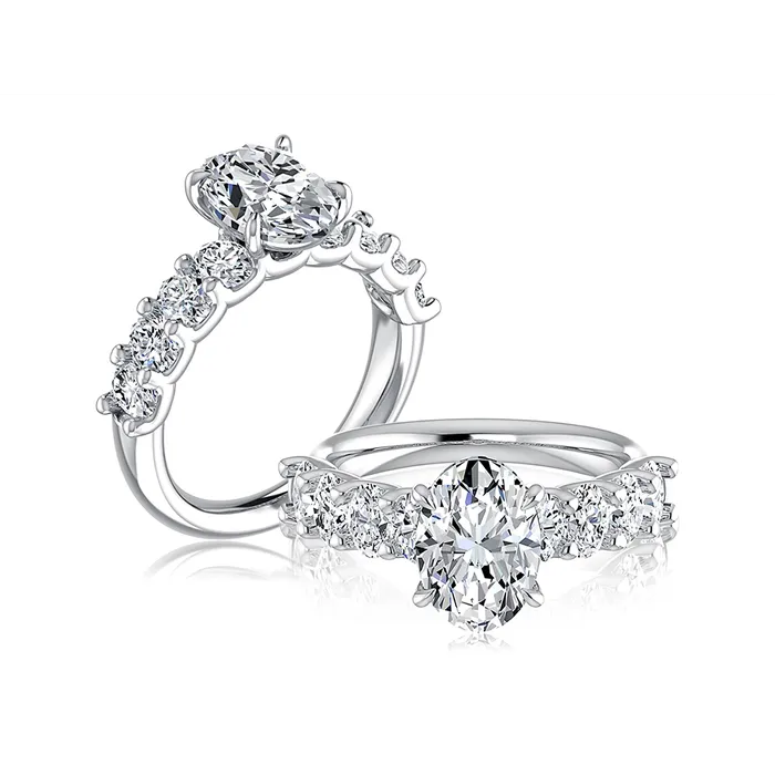 Rings A Jaffe A Jaffe 14K White Gold Oval Semi Mount Diamond Ring