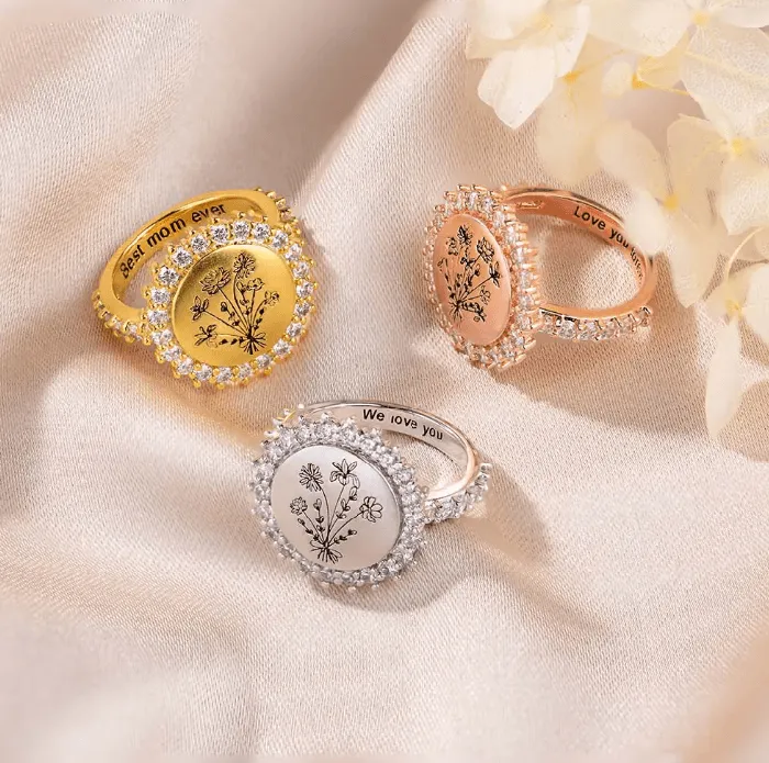 Rings Belbren Custom Birth Flower Ring 18 Floral Bouquet Design Ideal Mothers Day Family Gift Womens Jewelry Rings Belbren Custom Birth Flower Ring 18 Floral Bouquet Design Ideal Mothers Day Family Gift Womens Jewelry