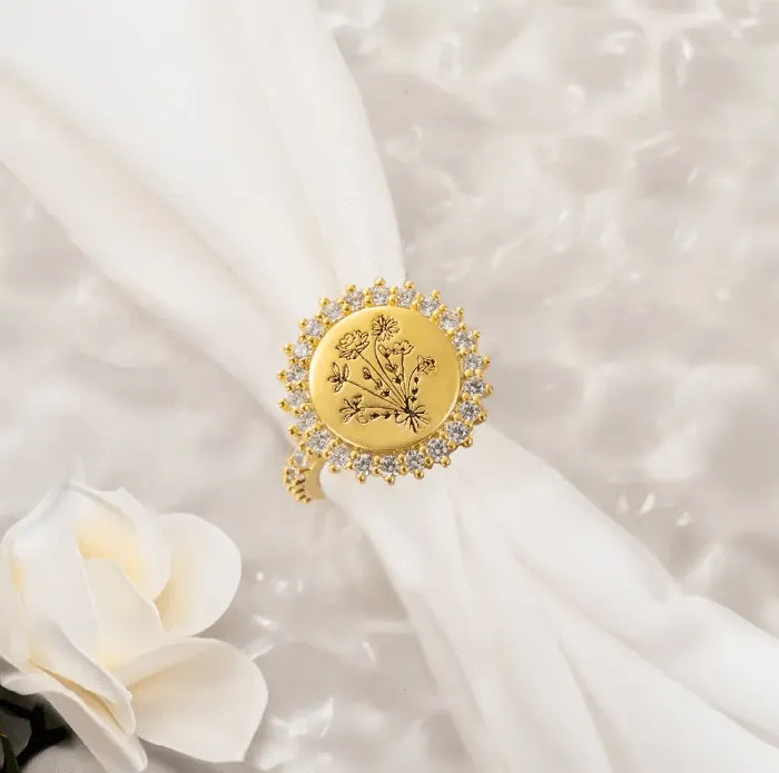 Rings Belbren Custom Birth Flower Ring 18 Floral Bouquet Design Ideal Mothers Day Family Gift Womens Jewelry