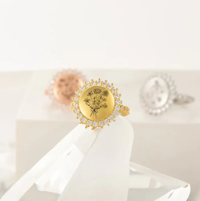 Rings Belbren Custom Birth Flower Ring 18 Floral Bouquet Design Ideal Mothers Day Family Gift Womens Jewelry