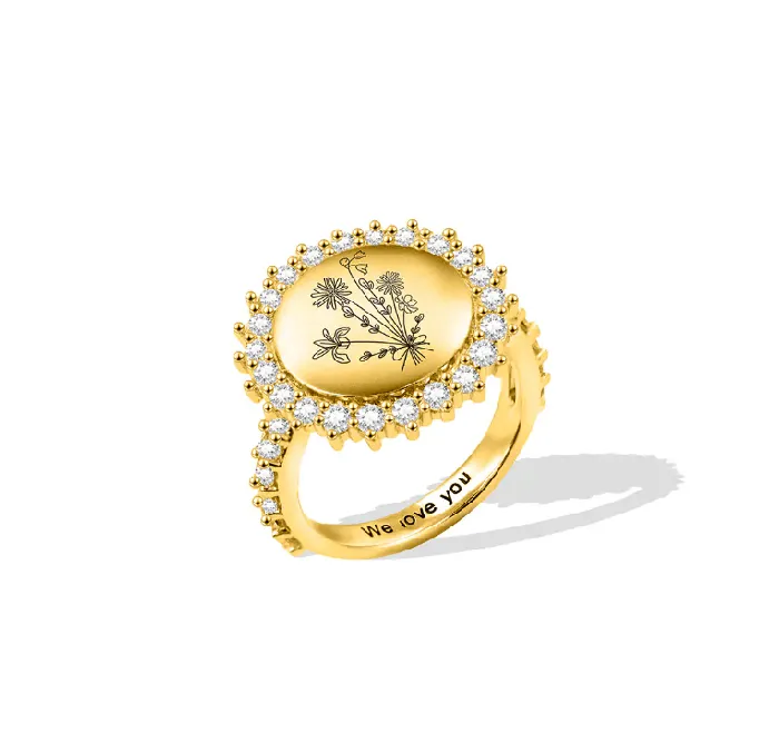 Rings Belbren Custom Birth Flower Ring 18 Floral Bouquet Design Ideal Mothers Day Family Gift Womens Jewelry