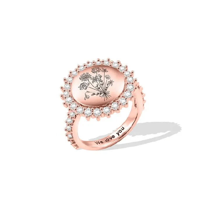 Rings Belbren Custom Birth Flower Ring 18 Floral Bouquet Design Ideal Mothers Day Family Gift Womens Jewelry