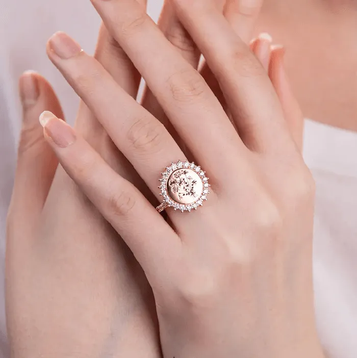 Rings Belbren Custom Birth Flower Ring 18 Floral Bouquet Design Ideal Mothers Day Family Gift Womens Jewelry
