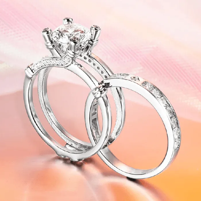 Rings Belbren Exquisite TripleBand Diamond Ring Set in Premium Sterling Silver Customizable Engagement Wedding Anniversary Promise Ring Rings Belbren Exquisite TripleBand Diamond Ring Set in Premium Sterling Silver Customizable Engagement Wedding Anniversary Promise Ring