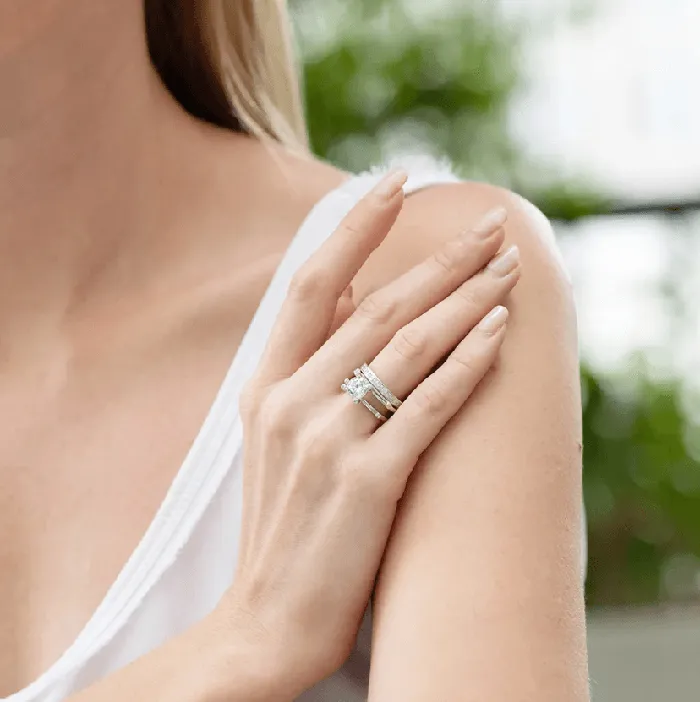 Rings Belbren Exquisite TripleBand Diamond Ring Set in Premium Sterling Silver Customizable Engagement Wedding Anniversary Promise Ring