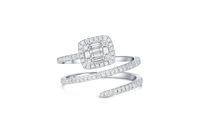 Rings CJ Charles Jewelers 18KT WHITE GOLD DOUBLE SPIRAL PAVE DIAMOND RING
