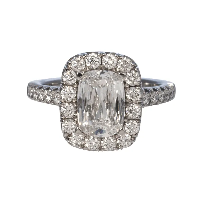 Rings Croghans 15ct Cushion Brilliant Diamond Pav Halo 14K Gold Engagement Ring Rings Croghans 15ct Cushion Brilliant Diamond Pav Halo 14K Gold Engagement Ring