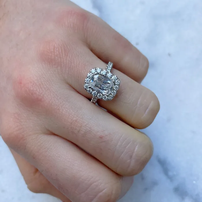 Rings Croghans 15ct Cushion Brilliant Diamond Pav Halo 14K Gold Engagement Ring