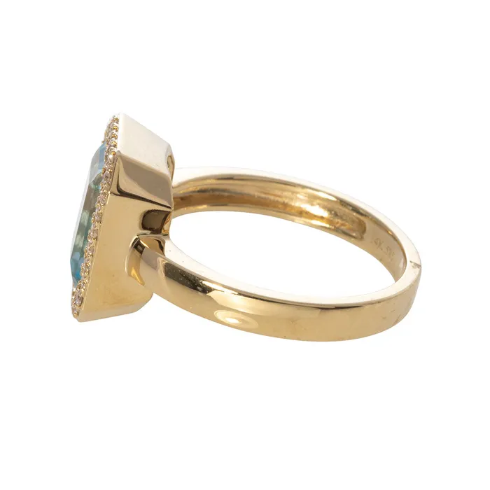 Rings Croghans 4ct Blue Topaz Diamond 14K Yellow Gold Ring