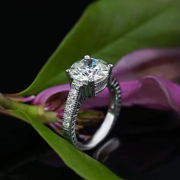 Rings Diamond Source NYC Diamond Engagement Ring Set in 14K White Gold 348ct tw Round Brilliant Natural Diamonds
