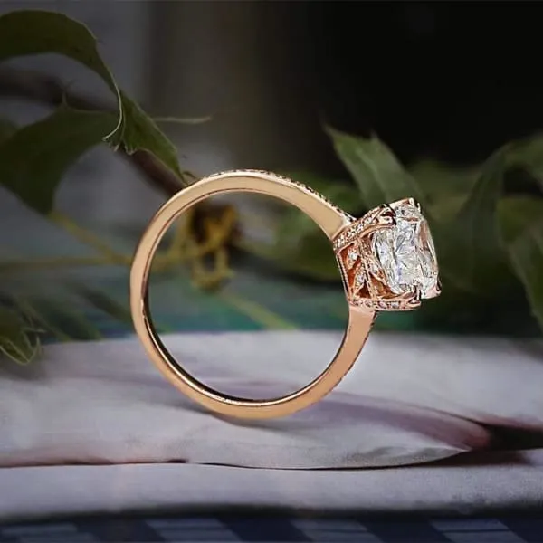 Rings Diamond Source NYC GIA Certified Unique Engagement Ring Set in 14K Rose Gold 220ct tw Cushion Cut Round Brilliant Natural Diamonds