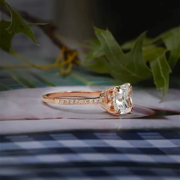Rings Diamond Source NYC GIA Certified Unique Engagement Ring Set in 14K Rose Gold 220ct tw Cushion Cut Round Brilliant Natural Diamonds