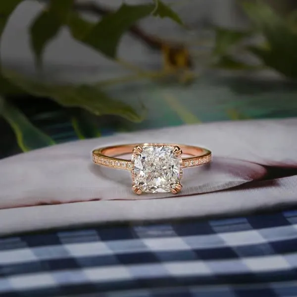 Rings Diamond Source NYC GIA Certified Unique Engagement Ring Set in 14K Rose Gold 220ct tw Cushion Cut Round Brilliant Natural Diamonds
