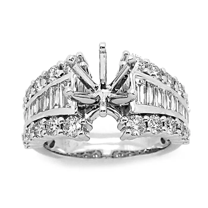 Rings Engagement Collections 18K White Gold Wide Diamond Semimount Ring