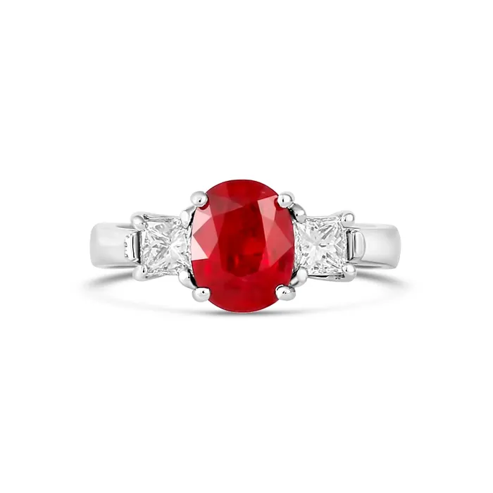 Rings Engagement Collections Platinum Ruby Diamond Ring