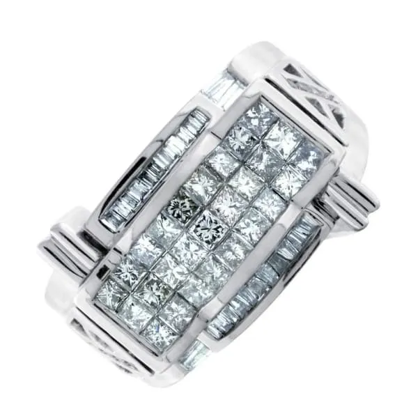 Rings Mens 14k white gold ring with 132ct diamonds RN2706 Diamond Source NYC