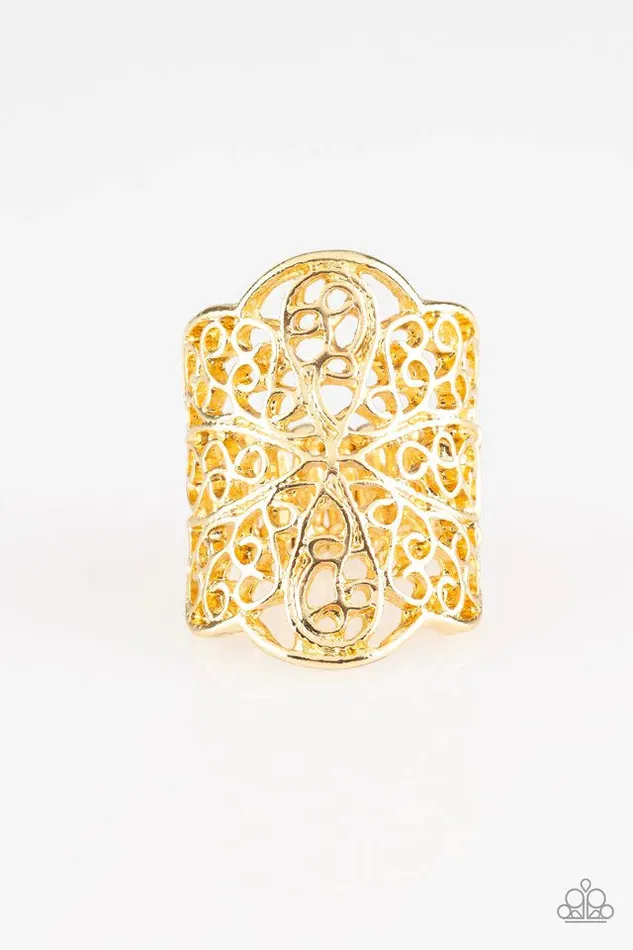 Rings Paparazzi Ring The Way You Make Me FRILL Gold Paparazzi Jewelry