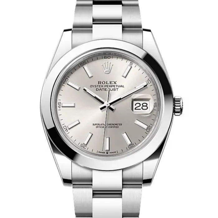 Rolex Bracelets Rolex Datejust 41mm Ref 1263000003 Silver Dial Stainless Steel Oyster Bracelet Mens Watch