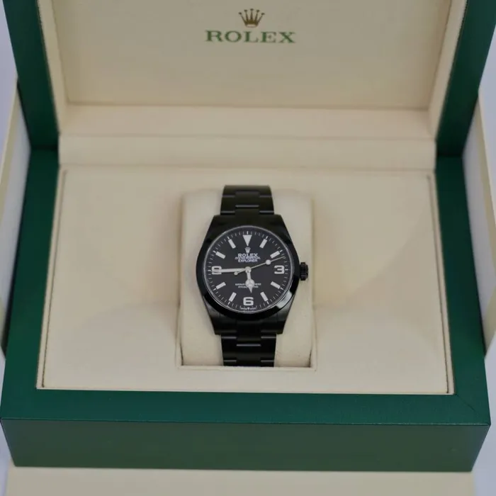 Rolex Bracelets Rolex Explorer 40mm Ref 224270 Black Index Arabic Numerals Dial Black PVD Stainless Steel Oyster Bracelet Watch