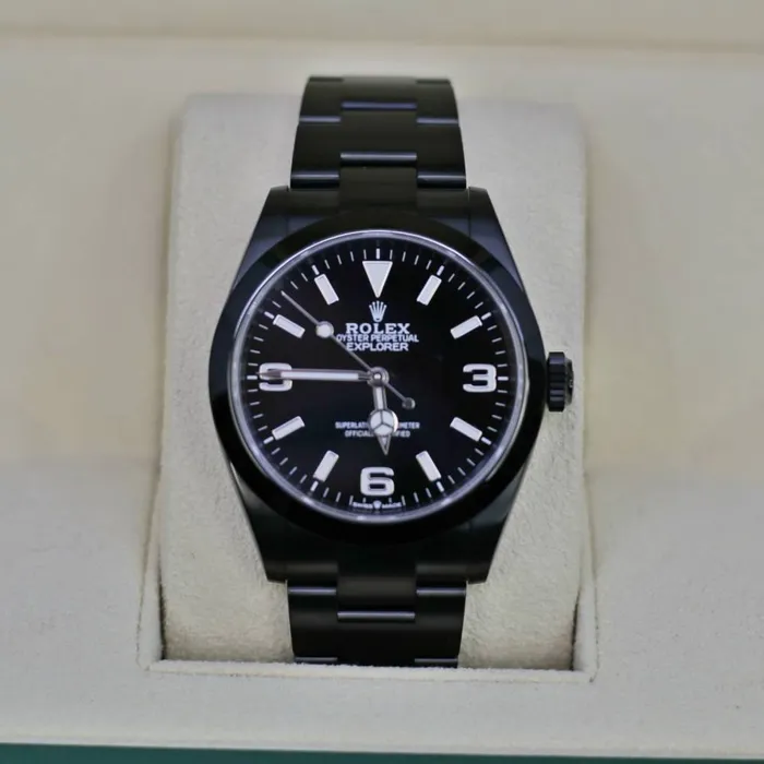 Rolex Bracelets Rolex Explorer 40mm Ref 224270 Black Index Arabic Numerals Dial Black PVD Stainless Steel Oyster Bracelet Watch