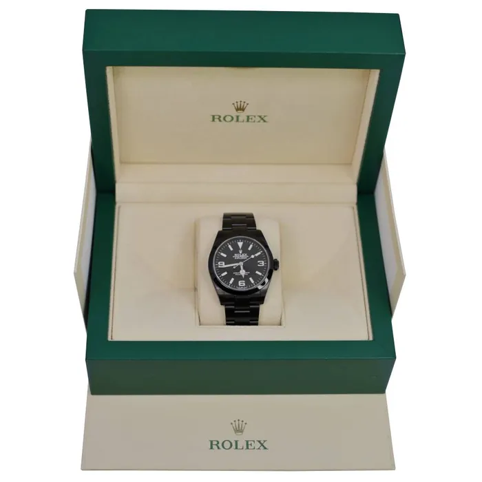Rolex Bracelets Rolex Explorer 40mm Ref 224270 Black Index Arabic Numerals Dial Black PVD Stainless Steel Oyster Bracelet Watch