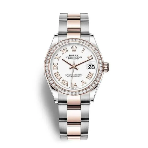 Rolex Datejust 31mm Ref 278381rbr0003 White Roman Dial Diamond Bezel Two Tone Stainless Steel 18K Rose Gold Oyster Bracelet Womens Watch Rolex Bracelets Rolex Datejust 31mm Ref 278381rbr0003 White Roman Dial Diamond Bezel Two Tone Stainless Steel 18K Rose Gold Oyster Bracelet Womens Watch Rolex Bracelets