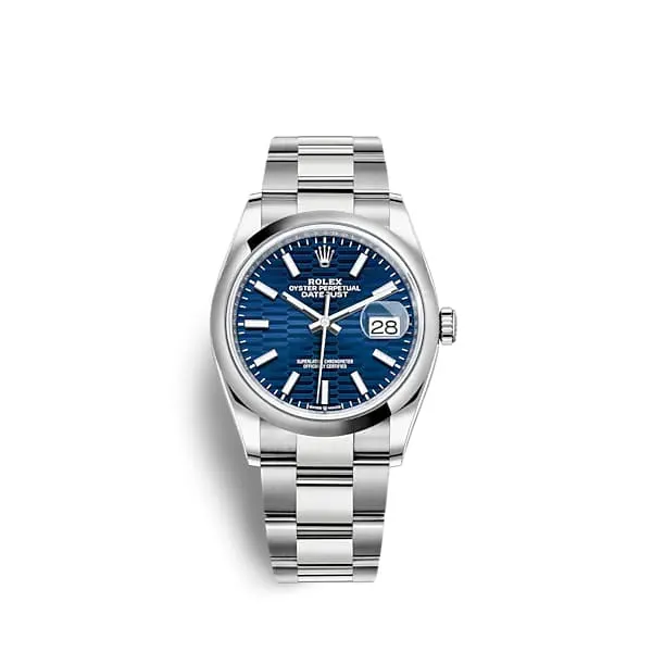 Rolex Datejust 36mm Ref 1262000022 Blue Fluted Motif Dial Stainless Steel Oyster Bracelet Watch Rolex Bracelets Rolex Datejust 36mm Ref 1262000022 Blue Fluted Motif Dial Stainless Steel Oyster Bracelet Watch Rolex Bracelets