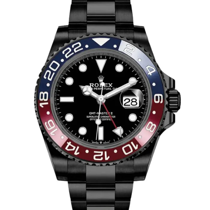 Rolex GMTMaster II Pepsi 40mm Ref 126710blro0002 Black Dial Red Blue Bezel PVD Stainless Steel Oyster Bracelet Rolex Bracelets
