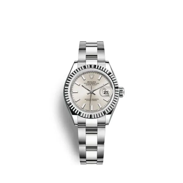 Rolex LadyDatejust 28mm Ref 2791740006 Silver Stick Dial Stainless Steel Oyster Bracelet Womens Watch Rolex Bracelets