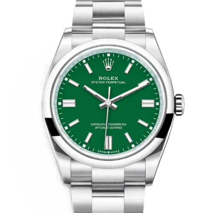 Rolex Oyster Perpetual 36mm Ref 1260000005 Green Stick Dial Stainless Steel Oyster Bracelet Watch Rolex Bracelets