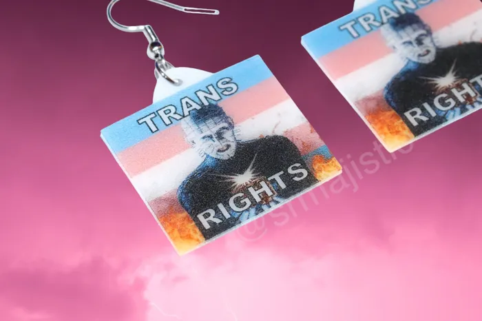Sam Makes Things Earrings Hellraiser Pinhead Collection of Flaming Pride Flags Handmade Earrings Sam Makes Things Earrings Hellraiser Pinhead Collection of Flaming Pride Flags Handmade Earrings