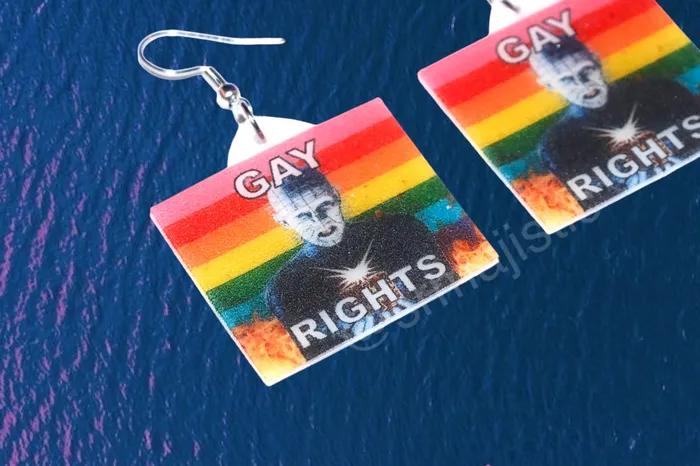 Sam Makes Things Earrings Hellraiser Pinhead Collection of Flaming Pride Flags Handmade Earrings Sam Makes Things Earrings Hellraiser Pinhead Collection of Flaming Pride Flags Handmade Earrings