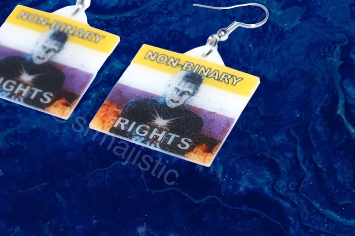 Sam Makes Things Earrings Hellraiser Pinhead Collection of Flaming Pride Flags Handmade Earrings Sam Makes Things Earrings Hellraiser Pinhead Collection of Flaming Pride Flags Handmade Earrings