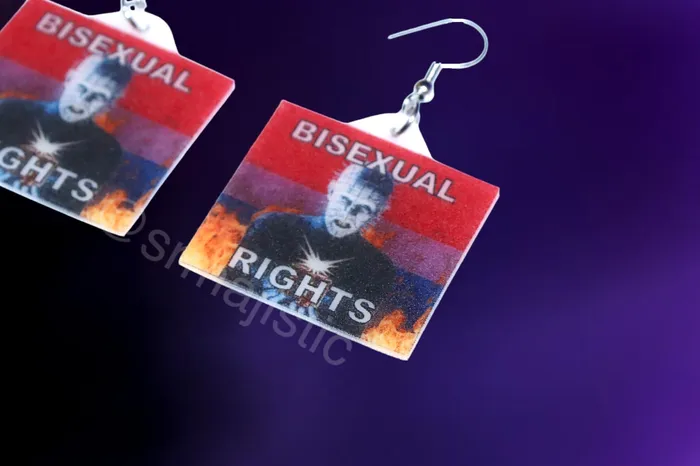 Sam Makes Things Earrings Hellraiser Pinhead Collection of Flaming Pride Flags Handmade Earrings Sam Makes Things Earrings Hellraiser Pinhead Collection of Flaming Pride Flags Handmade Earrings