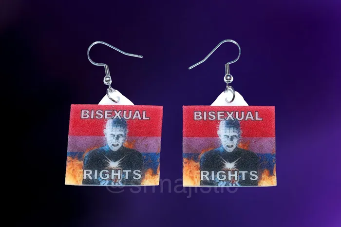 Sam Makes Things Earrings Hellraiser Pinhead Collection of Flaming Pride Flags Handmade Earrings Sam Makes Things Earrings Hellraiser Pinhead Collection of Flaming Pride Flags Handmade Earrings