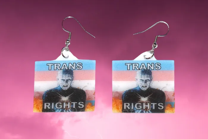 Sam Makes Things Earrings Hellraiser Pinhead Collection of Flaming Pride Flags Handmade Earrings Sam Makes Things Earrings Hellraiser Pinhead Collection of Flaming Pride Flags Handmade Earrings