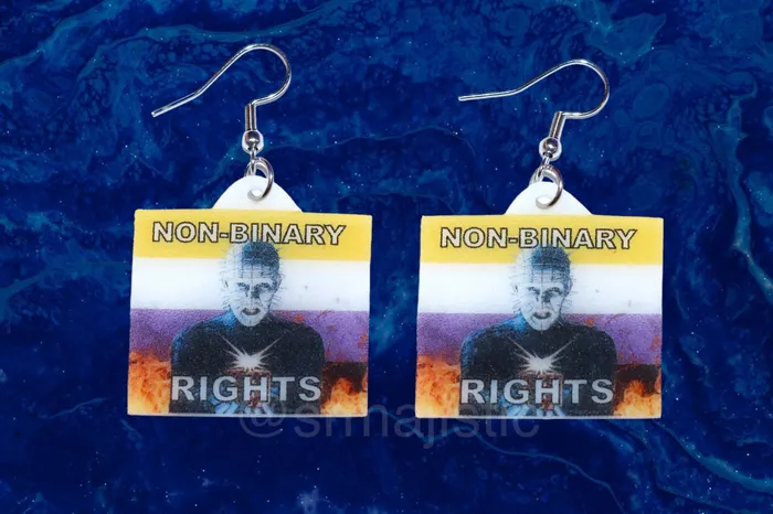 Sam Makes Things Earrings Hellraiser Pinhead Collection of Flaming Pride Flags Handmade Earrings Sam Makes Things Earrings Hellraiser Pinhead Collection of Flaming Pride Flags Handmade Earrings