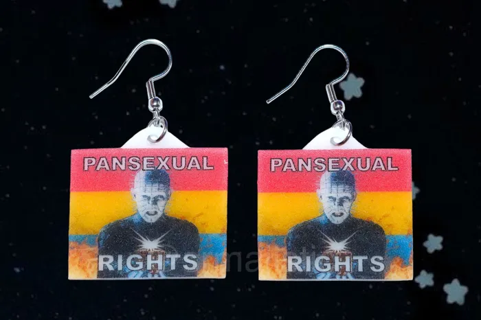 Sam Makes Things Earrings Hellraiser Pinhead Collection of Flaming Pride Flags Handmade Earrings Sam Makes Things Earrings Hellraiser Pinhead Collection of Flaming Pride Flags Handmade Earrings