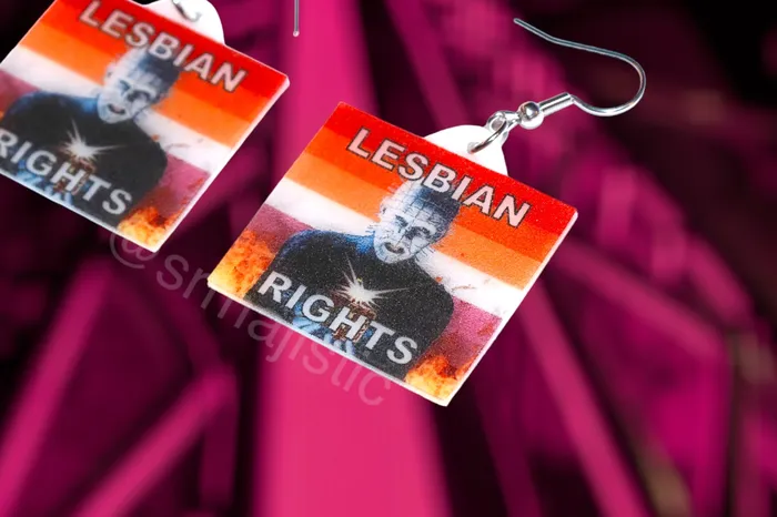 Sam Makes Things Earrings Hellraiser Pinhead Collection of Flaming Pride Flags Handmade Earrings Sam Makes Things Earrings Hellraiser Pinhead Collection of Flaming Pride Flags Handmade Earrings