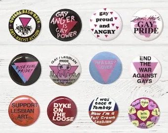 Sam Makes Things Earrings READY TO SHIP Vintage Pride Protest Button Design 2D Handmade Earrings Sam Makes Things Earrings READY TO SHIP Vintage Pride Protest Button Design 2D Handmade Earrings