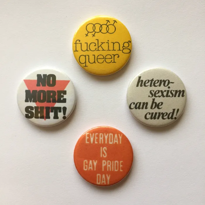 Sam Makes Things Earrings READY TO SHIP Vintage Pride Protest Button Design 2D Handmade Earrings Sam Makes Things Earrings READY TO SHIP Vintage Pride Protest Button Design 2D Handmade Earrings