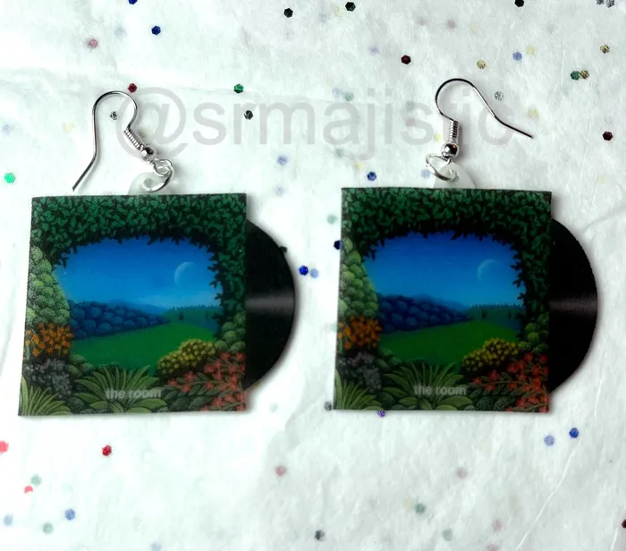 Sam Makes Things Ricky Reed the Room Vinyl Album Handmade Earrings Earrings