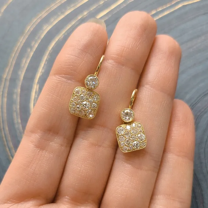 Single Stone Cobblestone Double Drop Earrings Single Stone Earrings