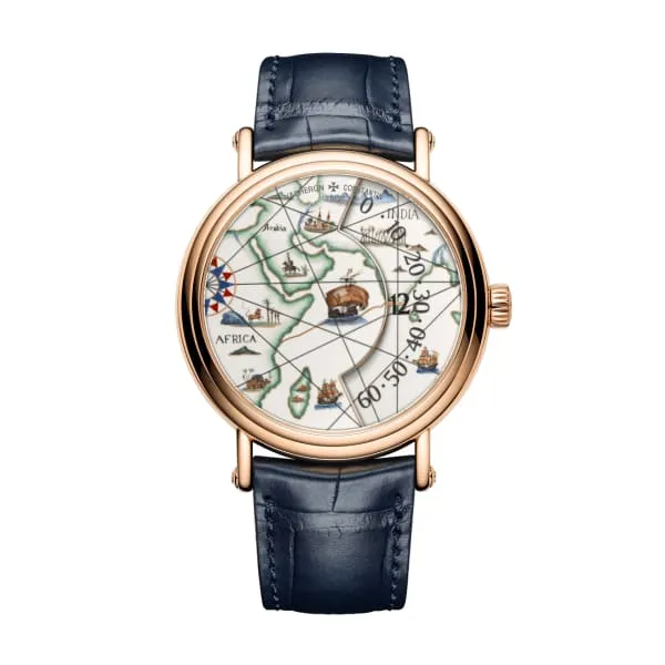 Vacheron Constantin Metiers Dart 41mm Ref 7500U000RB688 18K White Gold Map Motif Dial in 18K Rose Gold Case Blue Alligator Leather Strap Vacheron Constantin PreStyled Sets Vacheron Constantin Metiers Dart 41mm Ref 7500U000RB688 18K White Gold Map Motif Dial in 18K Rose Gold Case Blue Alligator Leather Strap Vacheron Constantin PreStyled Sets
