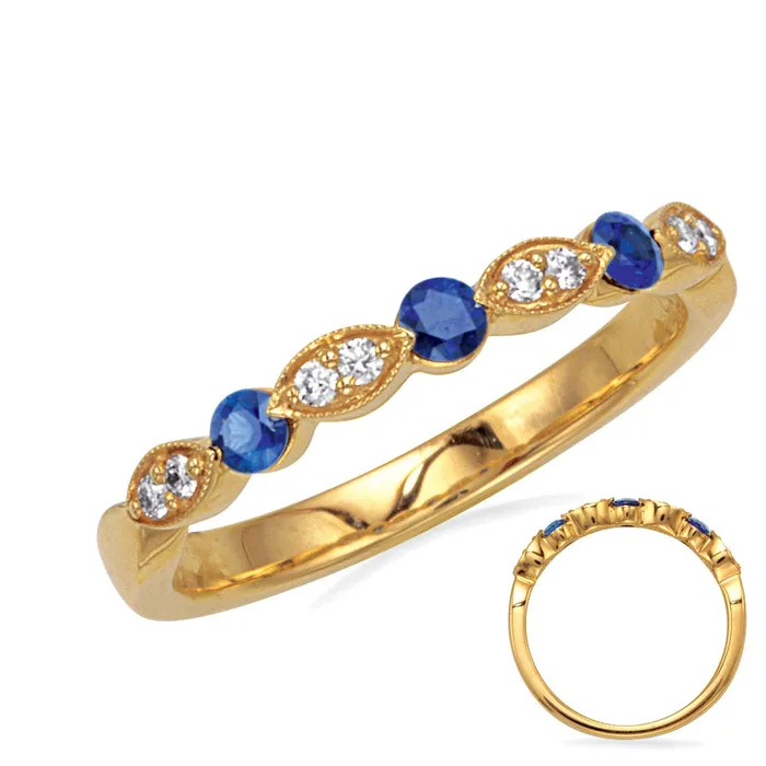 Wedding Bands 14K Yellow Gold Fancy Diamond Sapphire Band with Alternating Round Horizontal Diamond Design Rings Wedding Bands 14K Yellow Gold Fancy Diamond Sapphire Band with Alternating Round Horizontal Diamond Design Rings