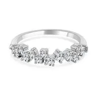 Wedding Bands Rings 14K White Gold Diamond Cluster Band