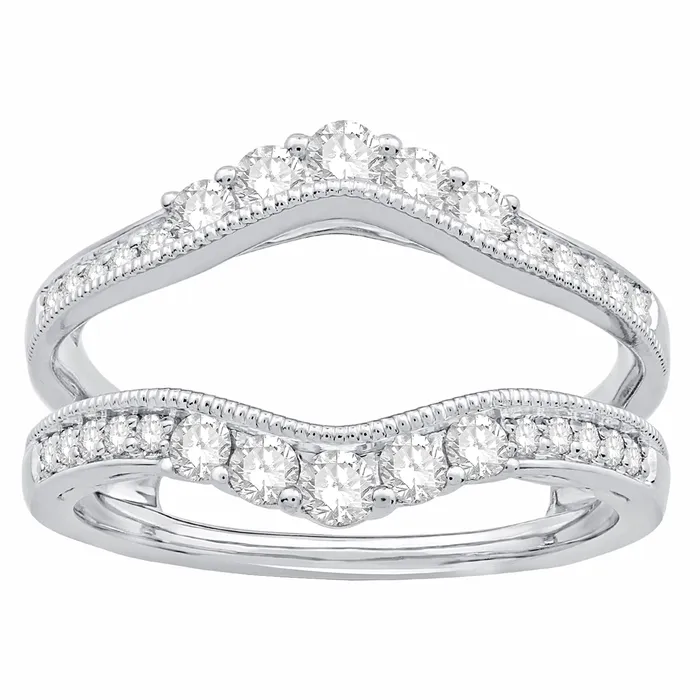 Wedding Bands Rings 14K White Gold Gradual Diamond Ring Guard