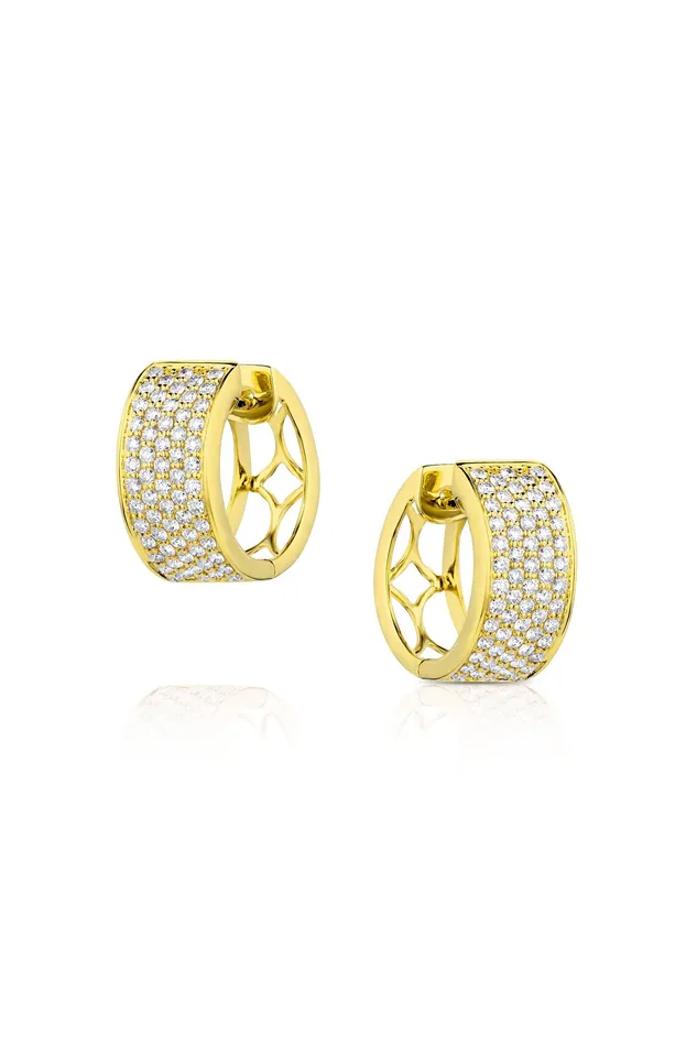 Yellow Gold Diamond Hoop Earrings CJ Charles Jewelers Earrings