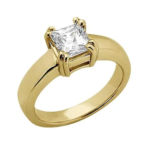 075 Carats Natural Earth Mined Diamond Ring Solitaire Engagement Ring Yellow Gold 14K GB Rings